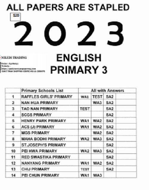 Primary 3 Past Year Exam Papers 2023 – Hard Copy Purchase with Free Delivery | Essential Study Pack