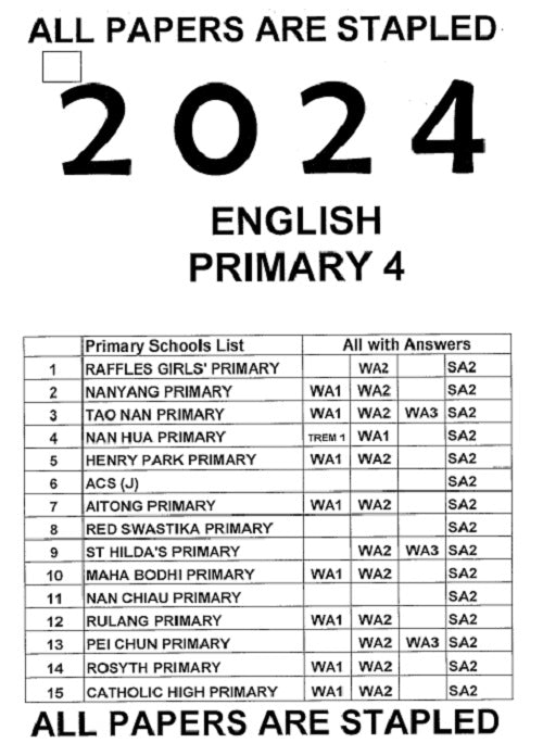 Primary 4 Past Year Exam Papers 2024 – Hard Copy Purchase with Free Delivery | Complete Study Pack