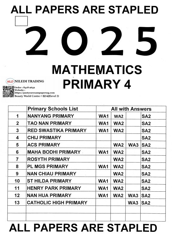 Primary 4 Past Year Exam Papers 2025-2024 – Hard Copy Purchase with Free Delivery | Complete Study Pack