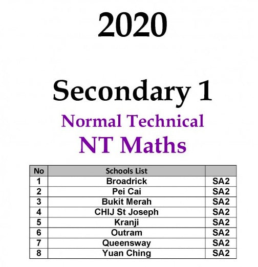 Secondary 1 (Normal Academics / Technical)