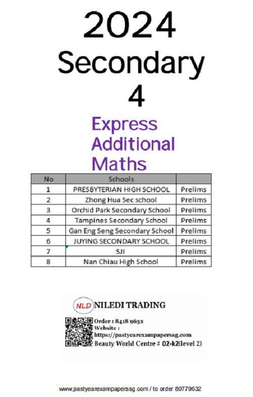 Latest Secondary 4 Exam Papers (Express) 2024 -2019