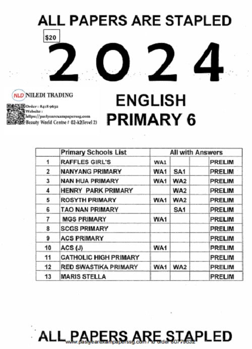 Primary 6 Past Year Exam Papers 2024 – Hard Copy Purchase with Free Delivery | Complete Revision Pack