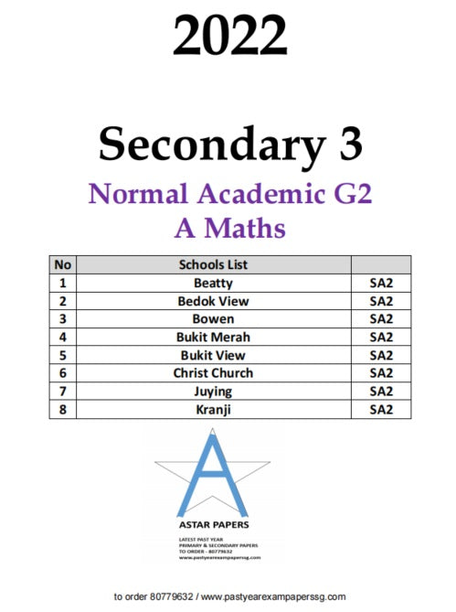 Sec 3 NA A Maths 2022