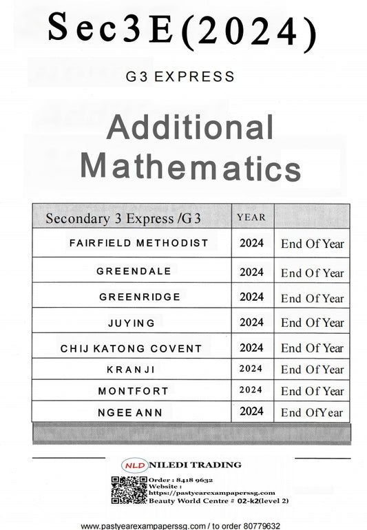 Secondary 3 Exam Papers (Express) 2024
