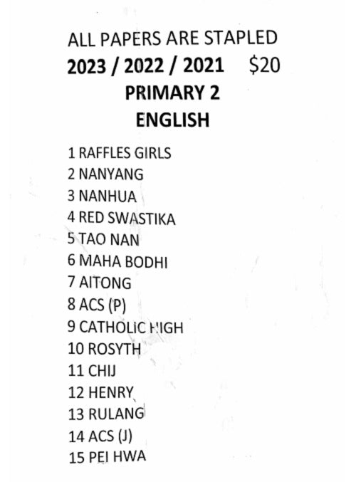 Primary 2 Past Year Exam Papers (2021-2023) – Hard Copy | Comprehensive Study Pack