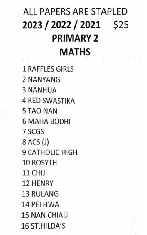 Primary 2 Past Year Exam Papers (2021-2023) – Hard Copy | Comprehensive Study Pack