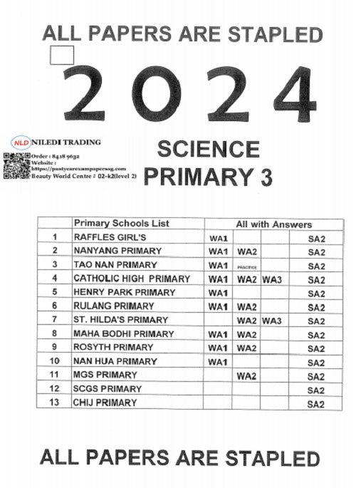 PRIMARY 3 2024 PAST YEAR EXAM PAPERS (Hard Copy)