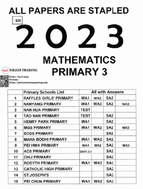 PRIMARY 1-6 2023 PAST YEAR EXAM PAPERS (SOFT Copy)