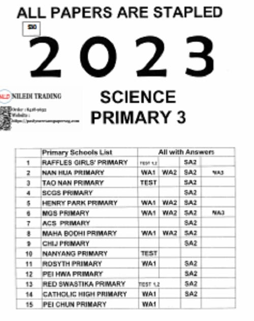 PRIMARY 1-6 2023 PAST YEAR EXAM PAPERS (SOFT Copy)