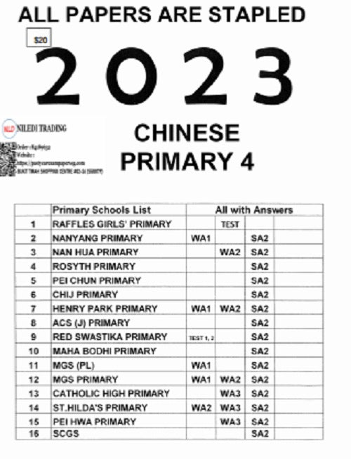 PRIMARY 1-6 2023 PAST YEAR EXAM PAPERS (SOFT Copy)