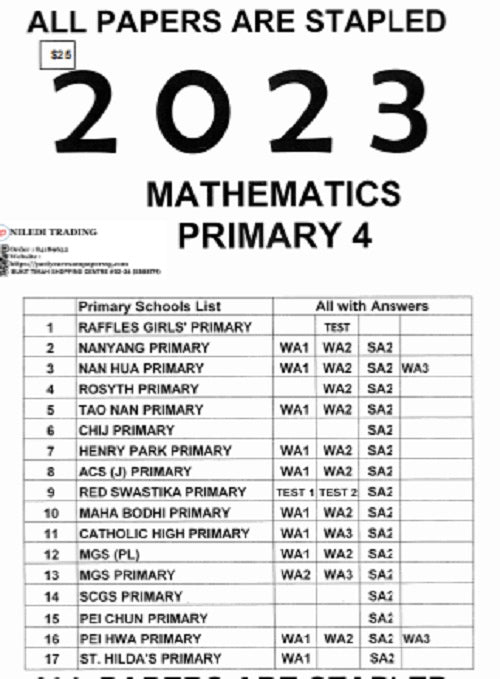 PRIMARY 1-6 2023 PAST YEAR EXAM PAPERS (SOFT Copy)