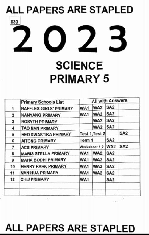 PRIMARY 1-6 2023 PAST YEAR EXAM PAPERS (SOFT Copy)