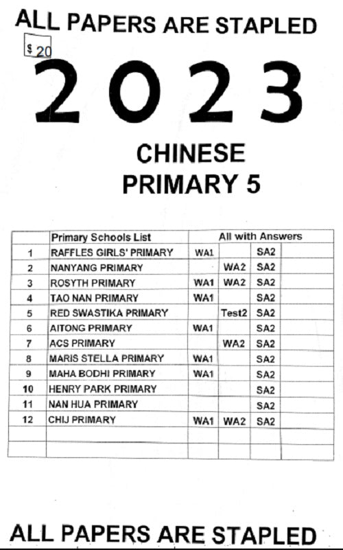 PRIMARY 1-6 2023 PAST YEAR EXAM PAPERS (SOFT Copy)