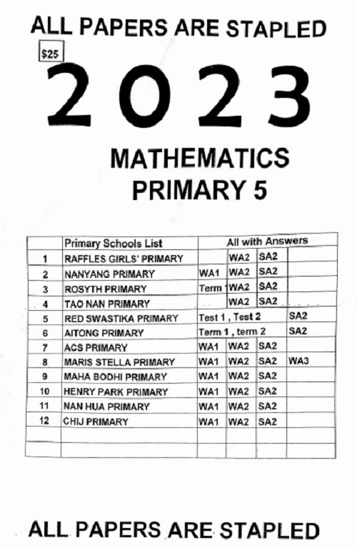 PRIMARY 1-6 2023 PAST YEAR EXAM PAPERS (SOFT Copy)