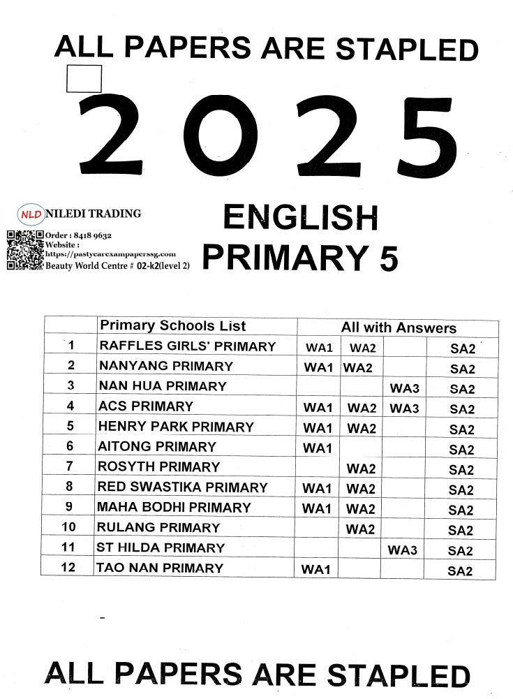 Primary 1 to 6 (2025-2024) soft copies pdf