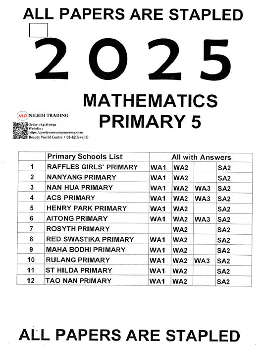 Primary 5 Past Year Exam Papers 2025-2024 – Hard Copy Purchase with Free Delivery | Essential Exam Prep Pack