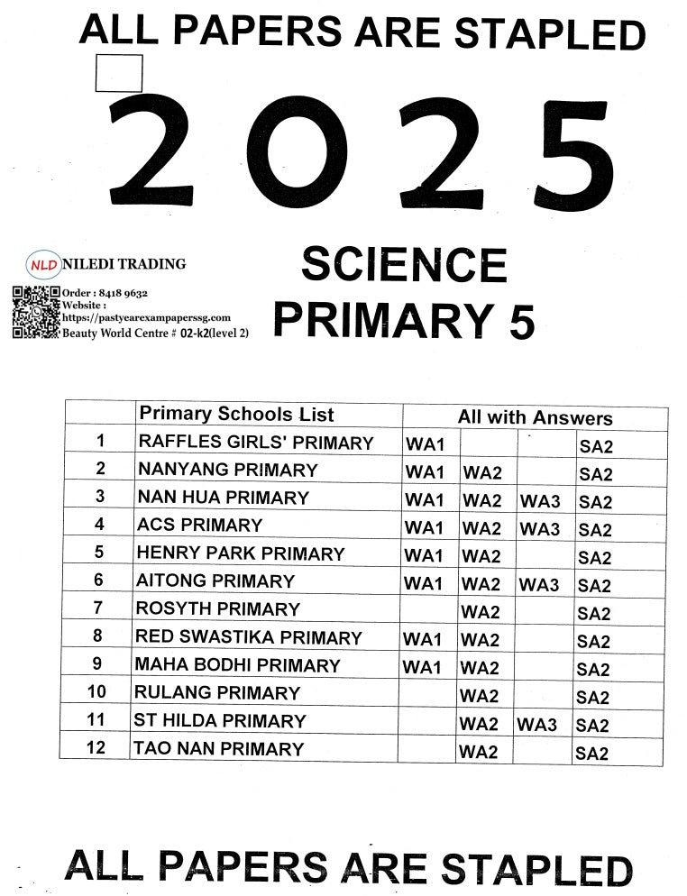 Primary 5 Past Year Exam Papers 2025-2024 – Hard Copy Purchase with Free Delivery | Essential Exam Prep Pack