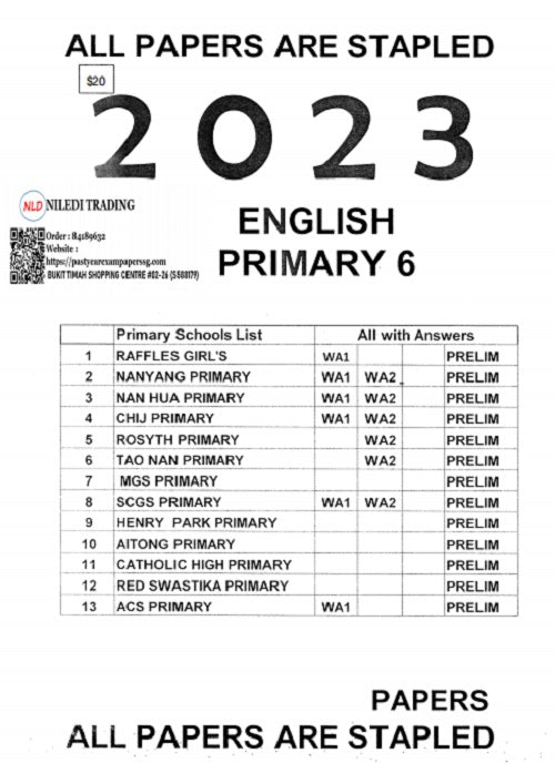 PRIMARY 1-6 2023 PAST YEAR EXAM PAPERS (SOFT Copy)