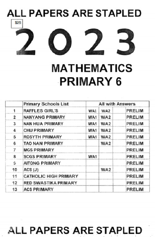 PRIMARY 1-6 2023 PAST YEAR EXAM PAPERS (SOFT Copy)