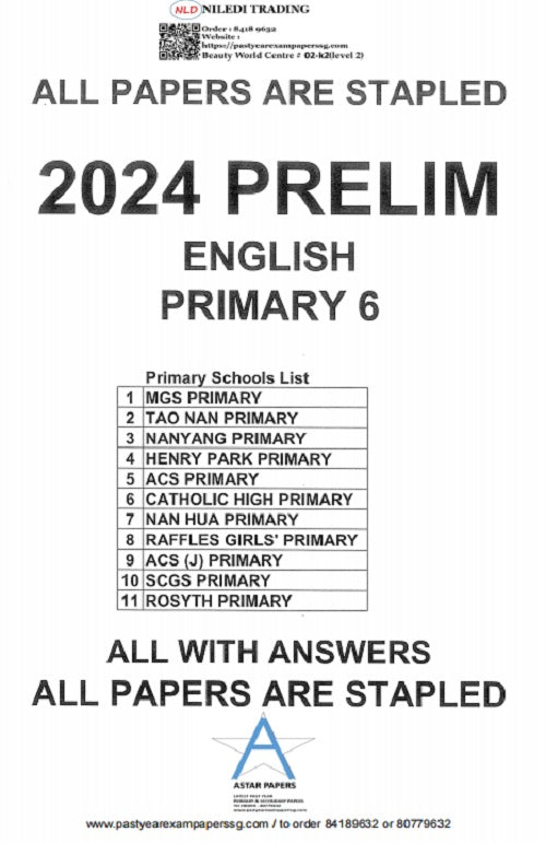 Comprehensive Primary 6 Full Set Full year or Prelims Papers for 2024 - Tests & Solutions