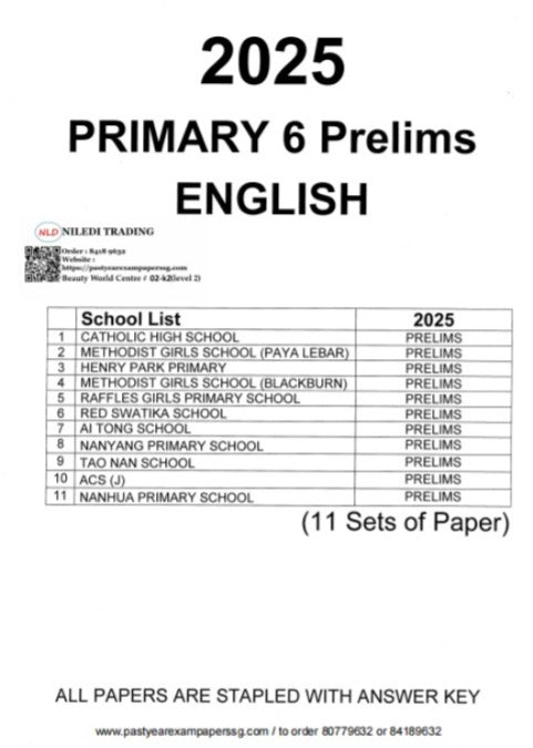 Primary 6 Prelims 2025 Hard Copies
