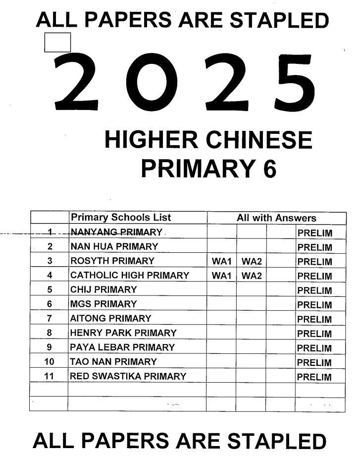 Primary 1 to 6 (2025-2024) soft copies pdf