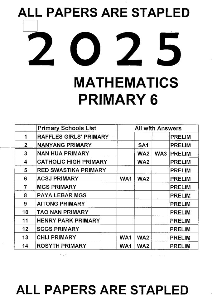 Primary 1 to 6 (2025-2024) soft copies pdf