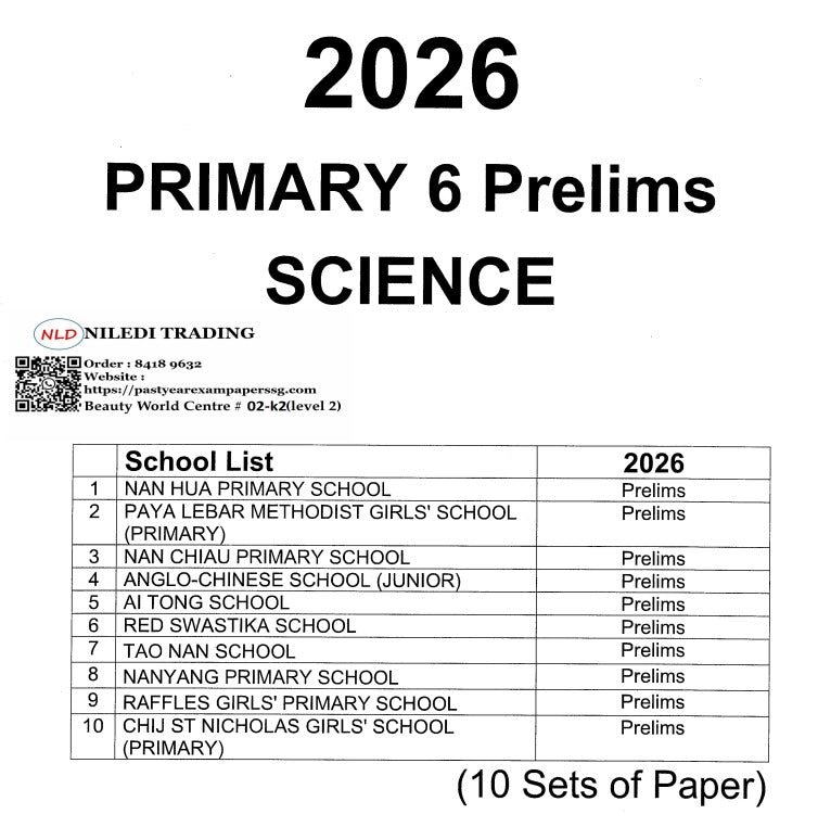 PDF Primary 6 Prelims Paper 2026 (Latest Singapore Top schools Prelims) Soft Copy