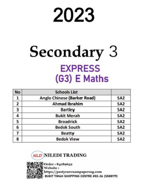 Secondary 3 Exam Papers (Express) 2023