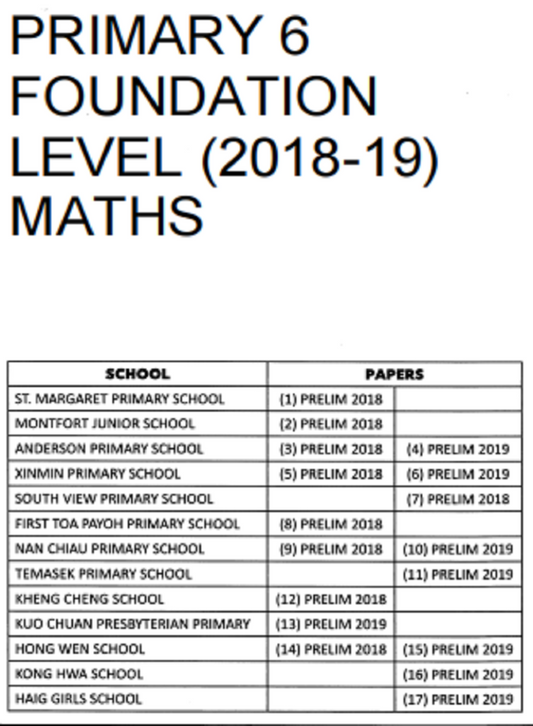 PRIMARY 6 FOUNDATION LEVEL (HARD COPY)