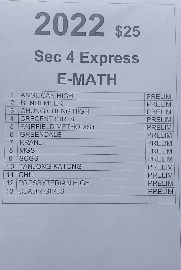 SECONDARY 4 SOFT COPIES – Pastyearexampaperssg