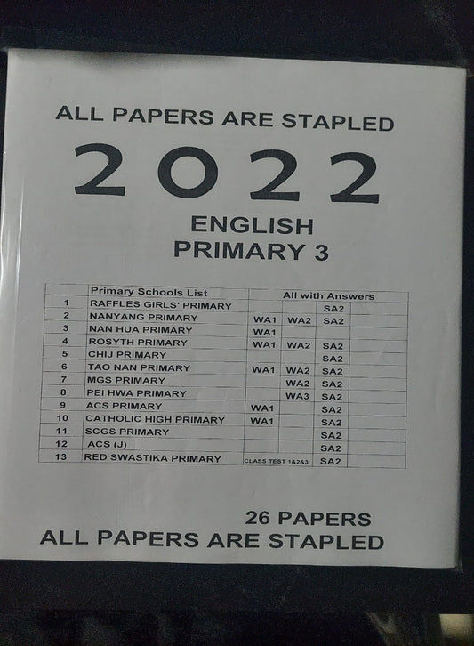 PRIMARY 3 2022 PAST YEAR EXAM PAPERS (Hard Copy)