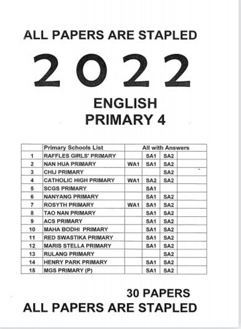 PRIMARY 4 2022 PAST YEAR EXAM PAPERS (Hard Copy)