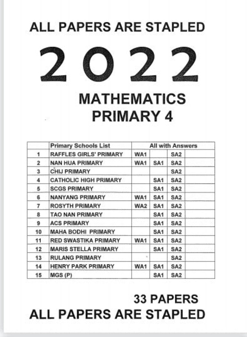 PRIMARY 4 2022 PAST YEAR EXAM PAPERS (Hard Copy)