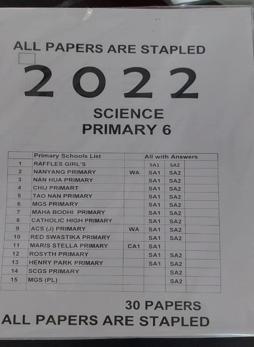 Primary 6 2022 Past Year Exam Papers (Hard Copy)